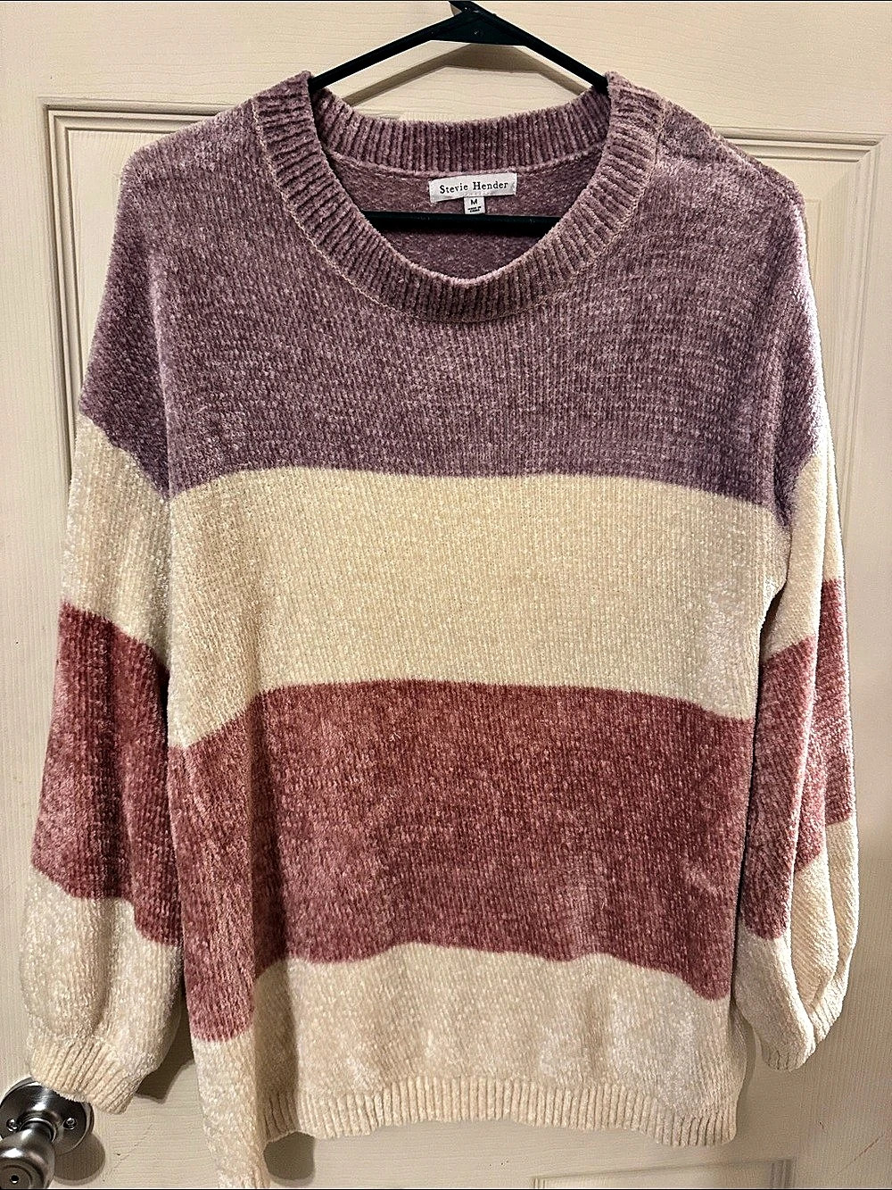 Stevie Hender Color Block Sweater in Purple & Cream Size Medium